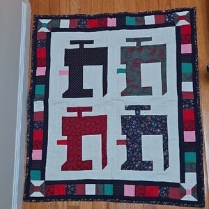 Patchwork "Dainty Machines" Quilt Pattern Wall Hanging Lap Quilt